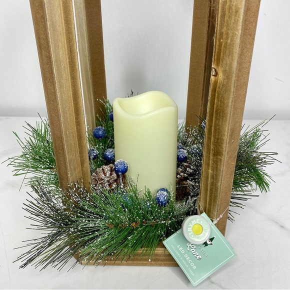 Indoor Hanging Wood Lantern LED Candle Decor - Picture 5 of 9